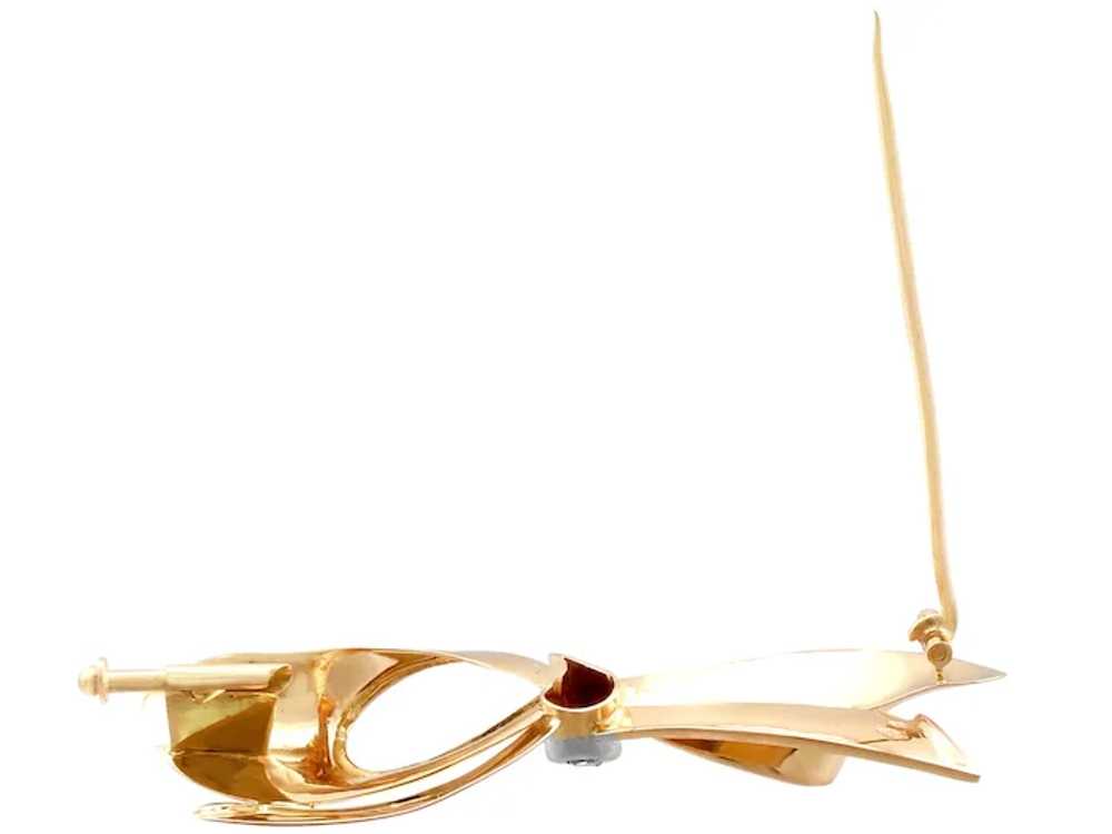 Vintage Diamond and 18k Yellow Gold 'Bow' Brooch … - image 5