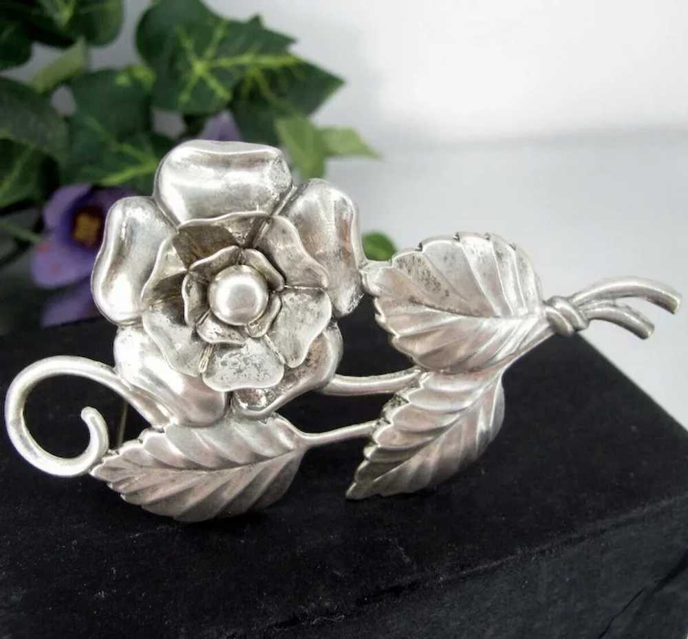 Vintage SILVERMAN BROTHERS FLORAL Pin Sterling Silver… - Gem