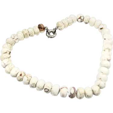 Fab Howlite Stone Bead Necklace Heavy Beads - image 1