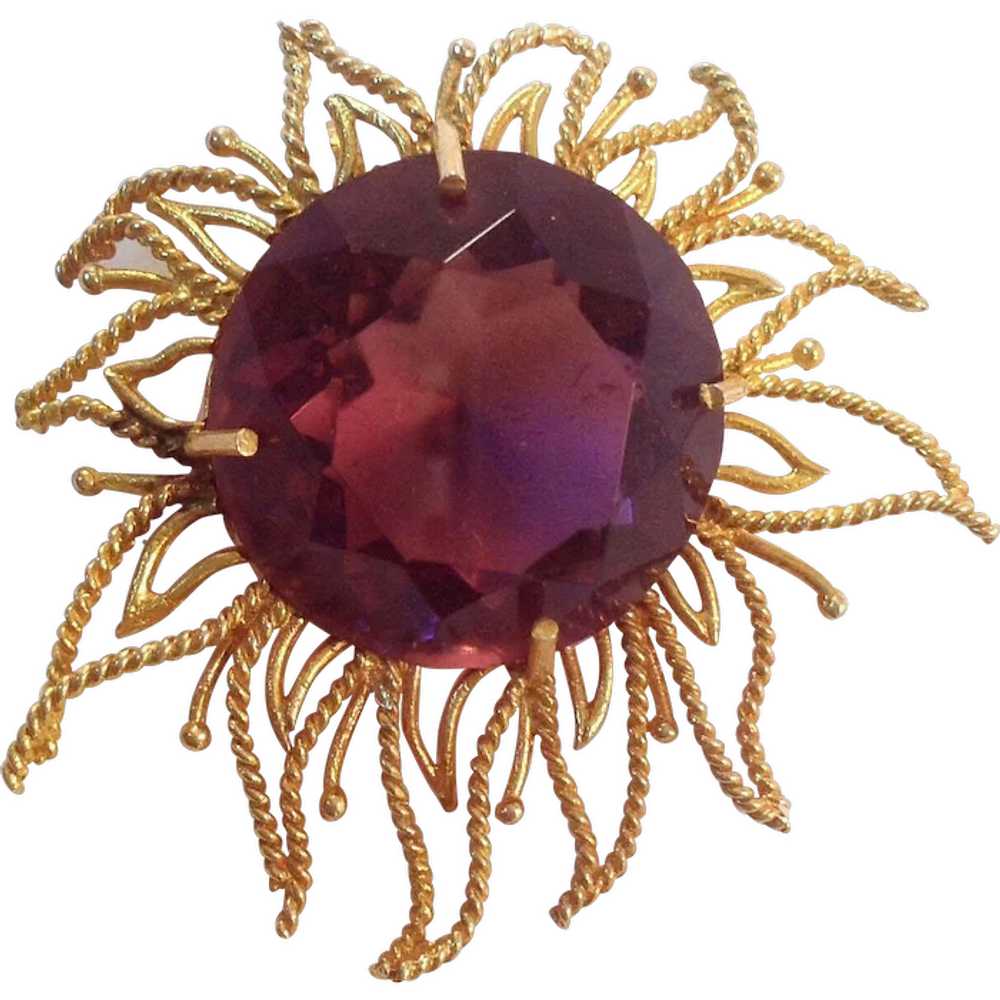 Amethyst Sun Pendant 14k Gold - image 1