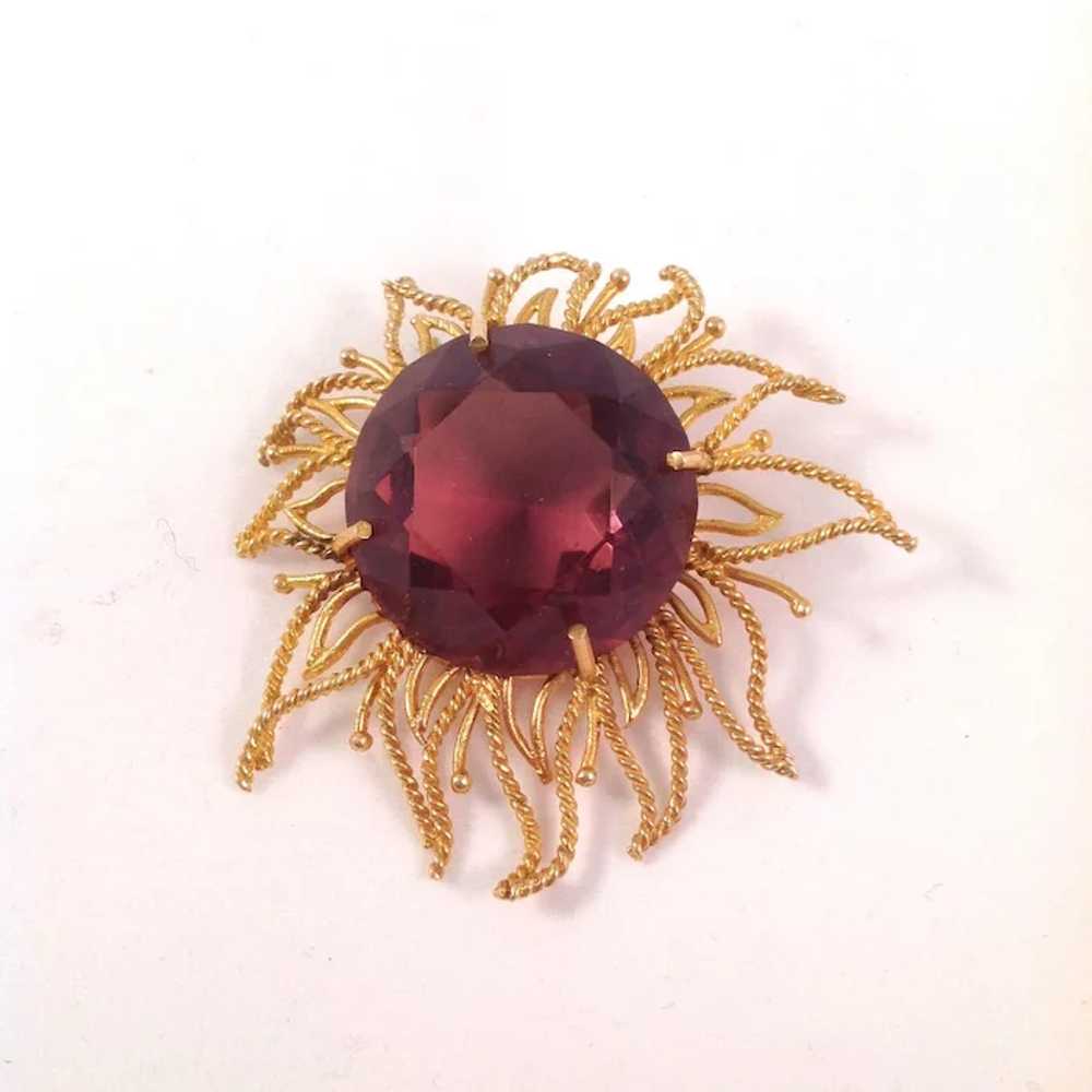 Amethyst Sun Pendant 14k Gold - image 2