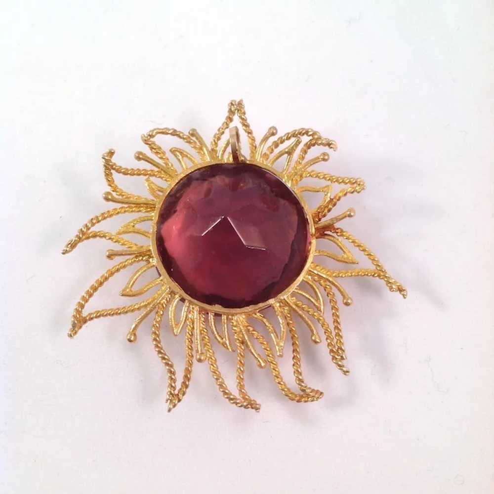 Amethyst Sun Pendant 14k Gold - image 4