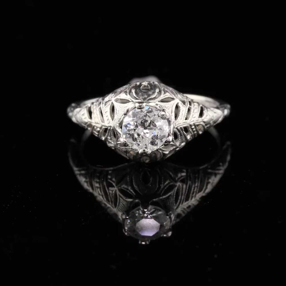 Antique Art Deco Platinum Diamond Engagement Ring - image 3