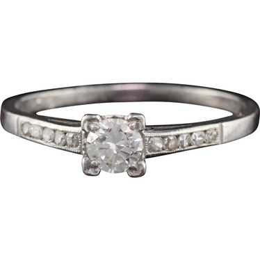 Antique Art Deco Platinum & Diamond Engagement Ri… - image 1