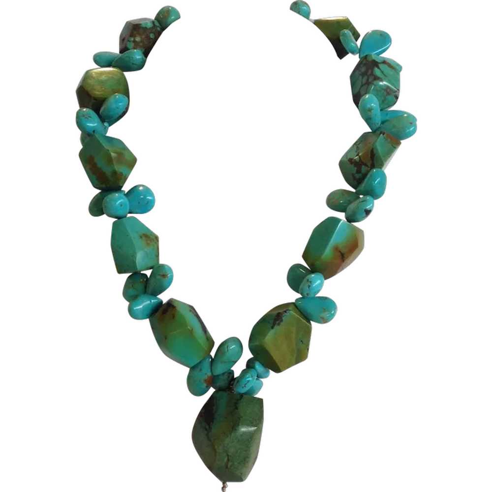 Sterling and Turquoise Statement Necklace - image 1