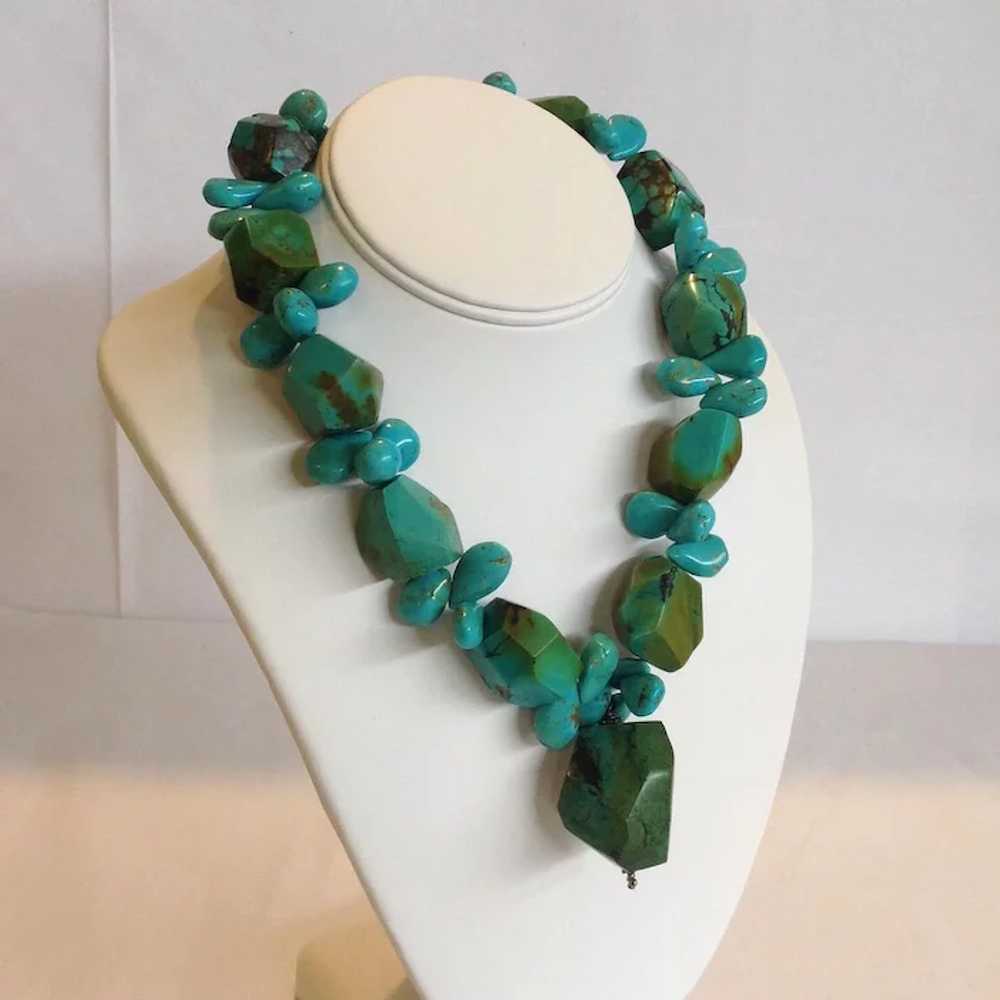 Sterling and Turquoise Statement Necklace - image 2