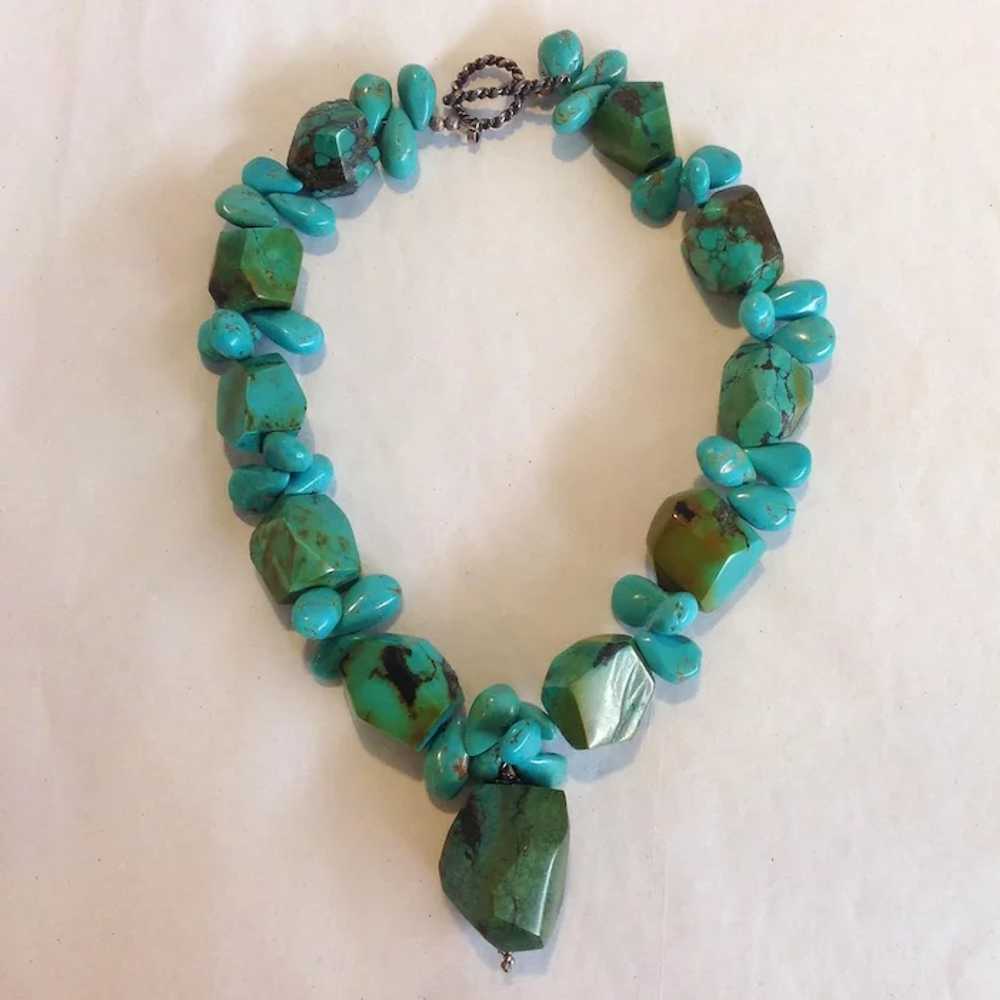 Sterling and Turquoise Statement Necklace - image 3