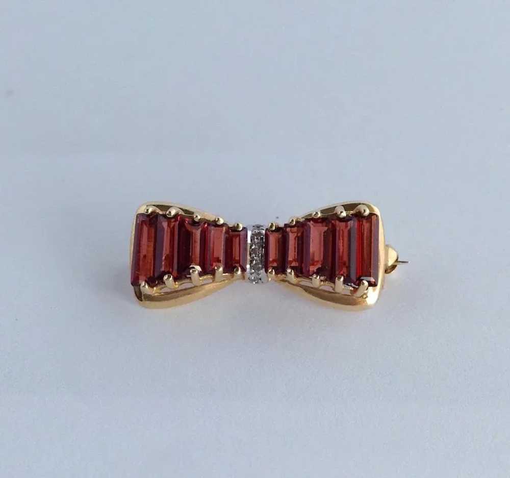 Pink Tourmaline Diamond Ribbon Brooch 14k - image 2