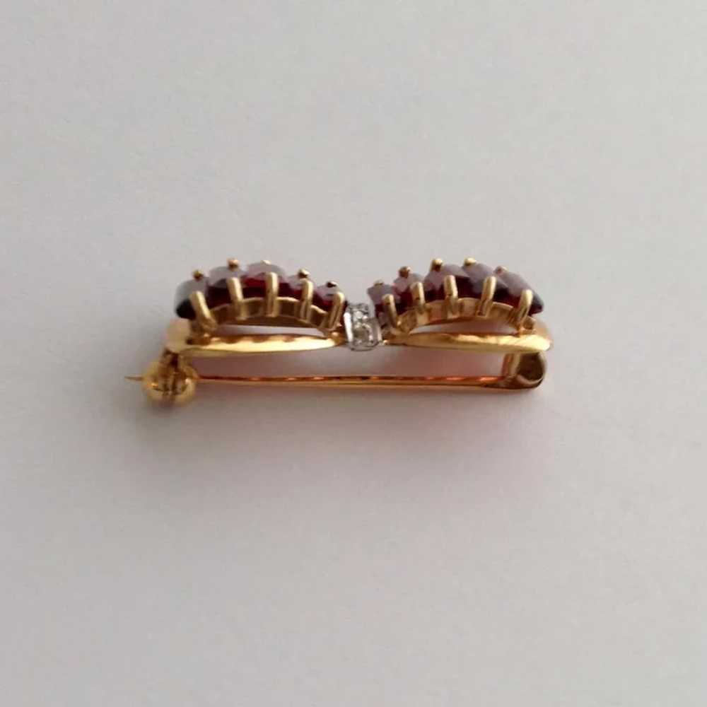 Pink Tourmaline Diamond Ribbon Brooch 14k - image 4