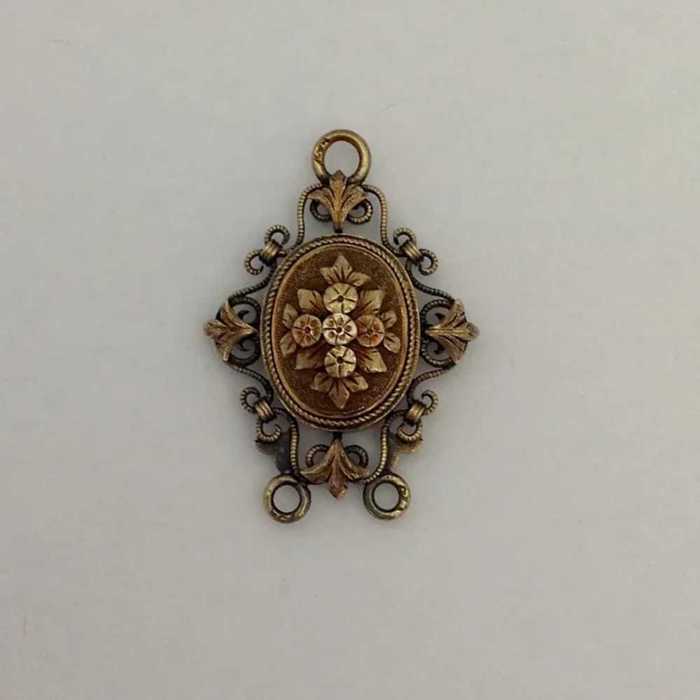 Victorian Locket Floral Multicolor 14K - image 2