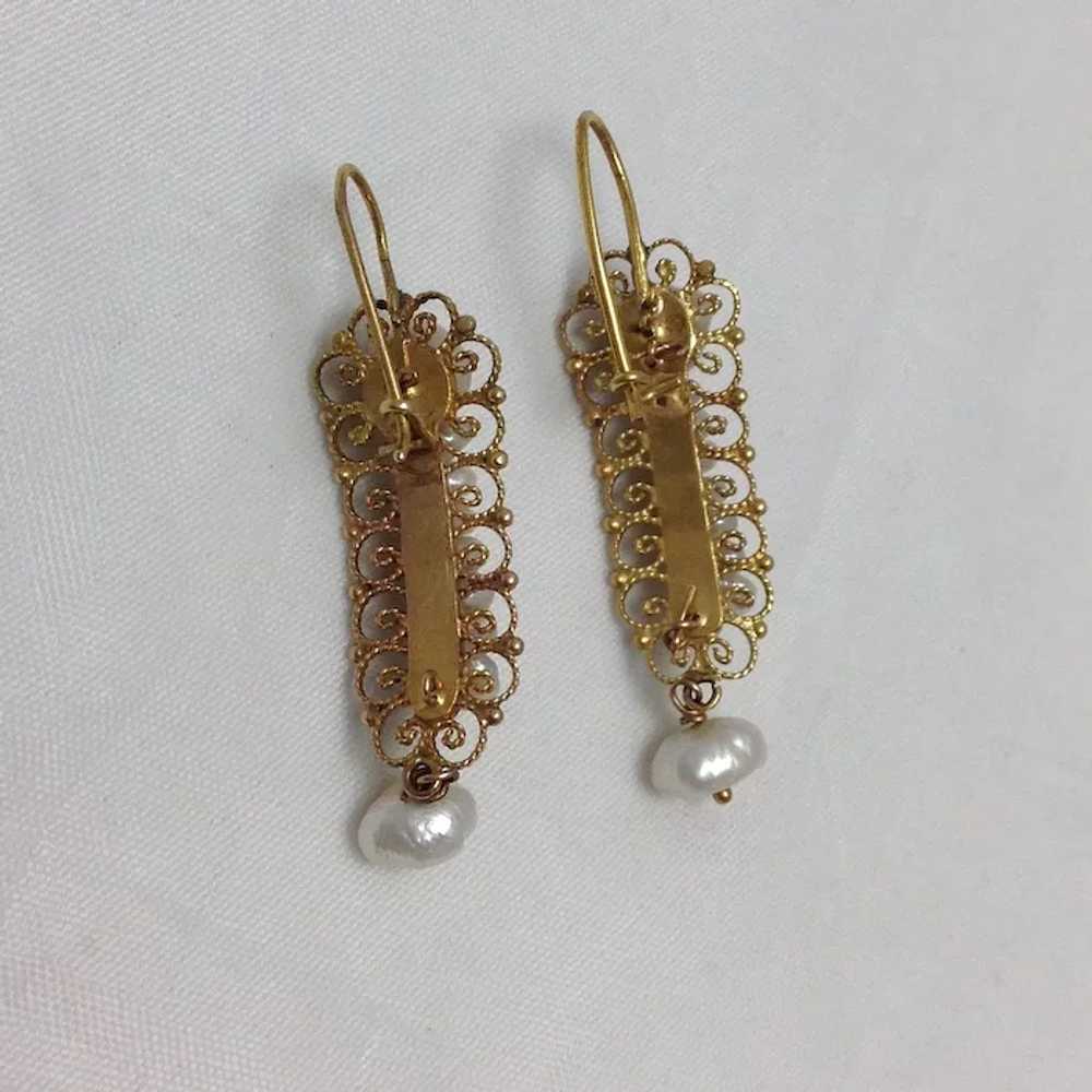 Mexican Oaxacan Pearl 14k Gold Gusano Earrings Me… - image 3
