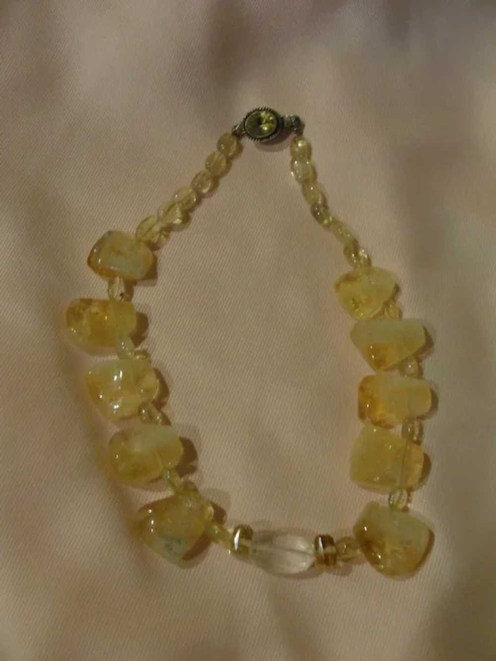 Mellow Yellow Chunky Necklace with Silver Closure… - image 1