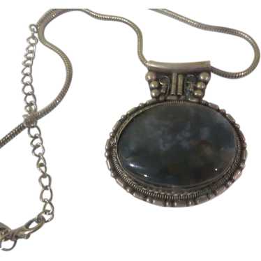 Mysterious blue stone Pendant on Chain - Free shi… - image 1