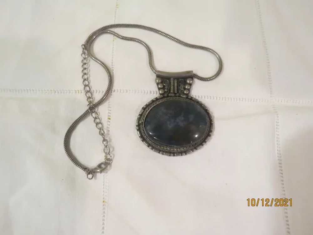 Mysterious blue stone Pendant on Chain - Free shi… - image 2