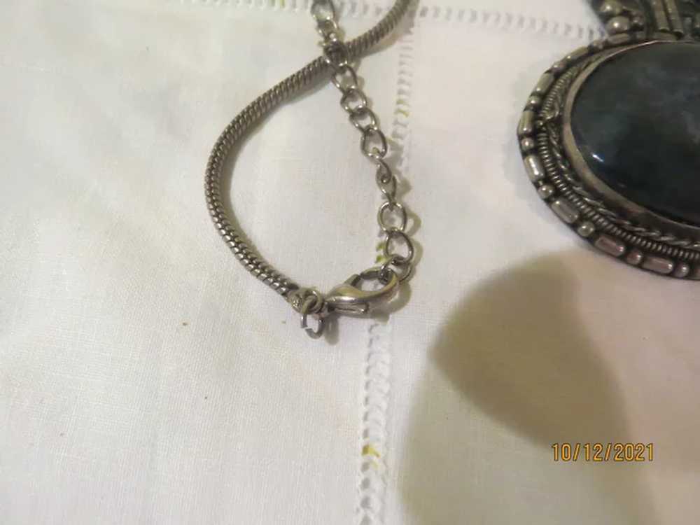 Mysterious blue stone Pendant on Chain - Free shi… - image 3