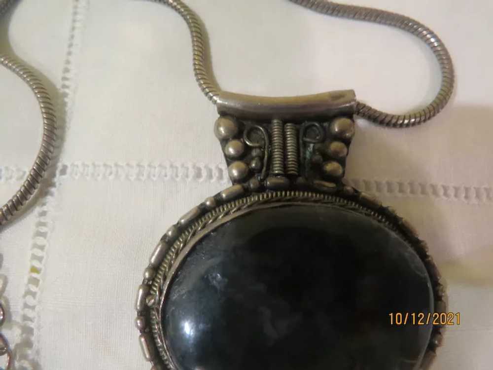 Mysterious blue stone Pendant on Chain - Free shi… - image 4