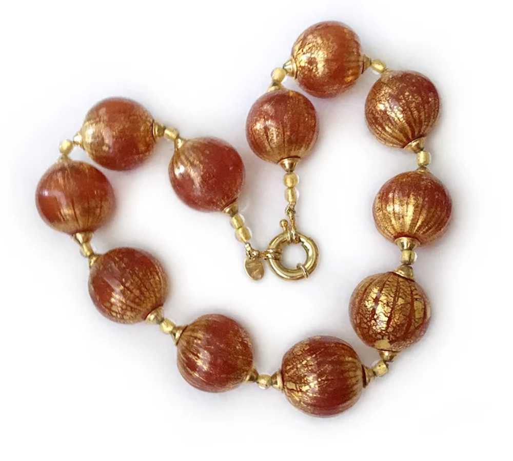 Large Gold-Crackle 'Glass Bubble' Necklace, Desig… - image 4