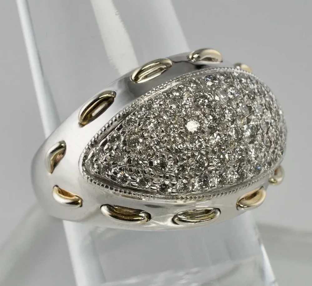 Diamond Ring Domed 14K White Gold Band Vintage 1.… - image 11