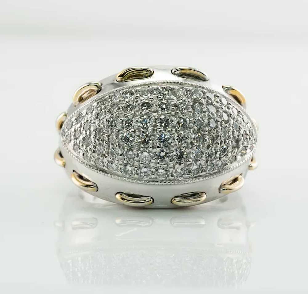 Diamond Ring Domed 14K White Gold Band Vintage 1.… - image 2