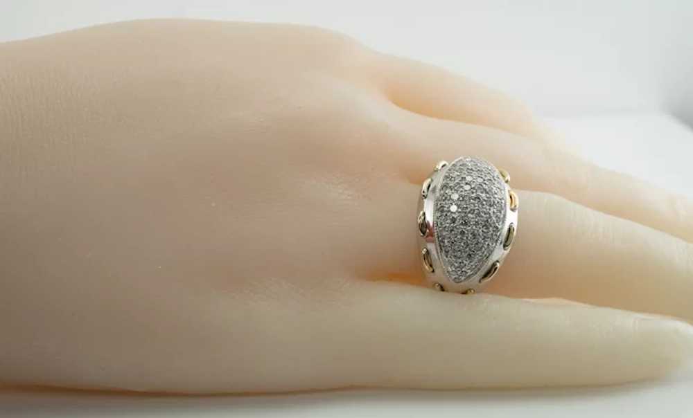 Diamond Ring Domed 14K White Gold Band Vintage 1.… - image 3