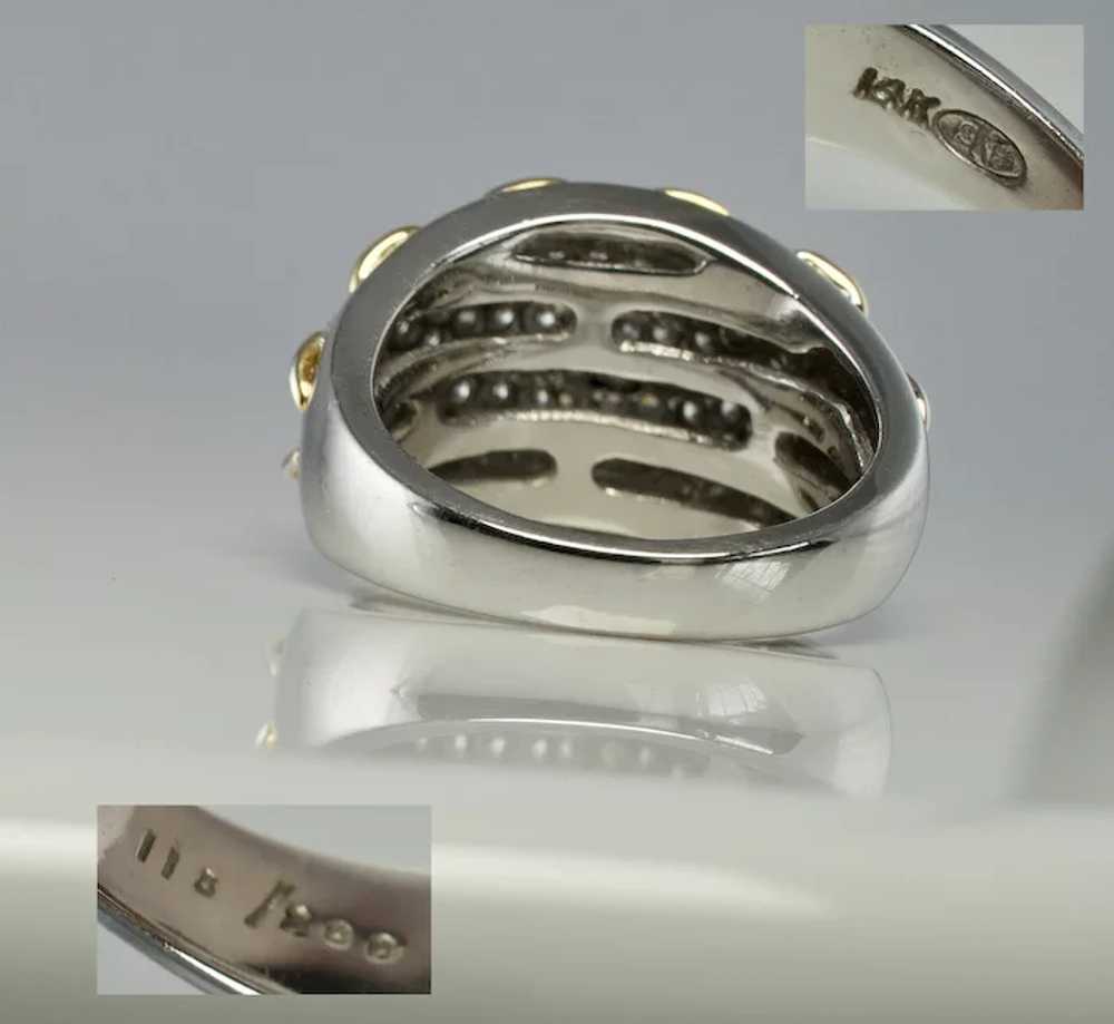 Diamond Ring Domed 14K White Gold Band Vintage 1.… - image 4