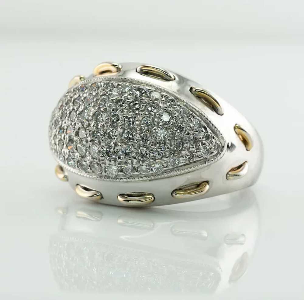 Diamond Ring Domed 14K White Gold Band Vintage 1.… - image 5