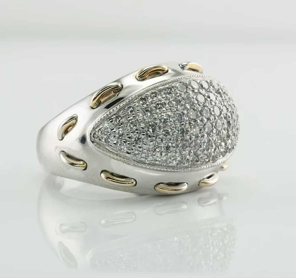 Diamond Ring Domed 14K White Gold Band Vintage 1.… - image 6