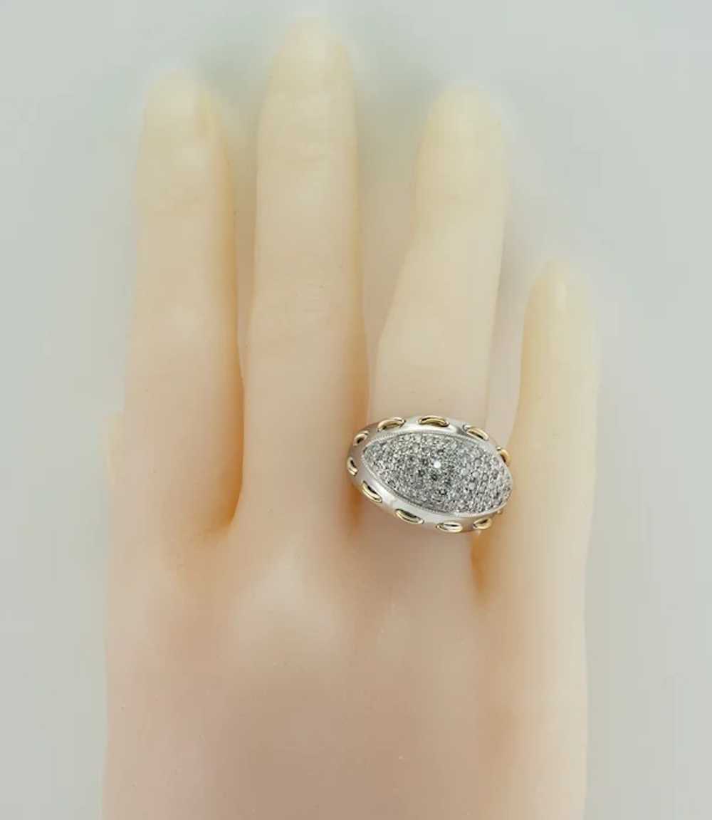Diamond Ring Domed 14K White Gold Band Vintage 1.… - image 7