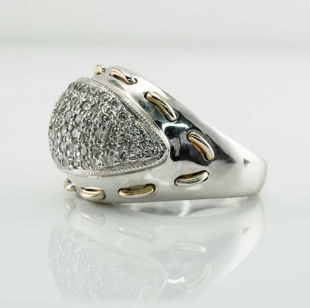Diamond Ring Domed 14K White Gold Band Vintage 1.… - image 8