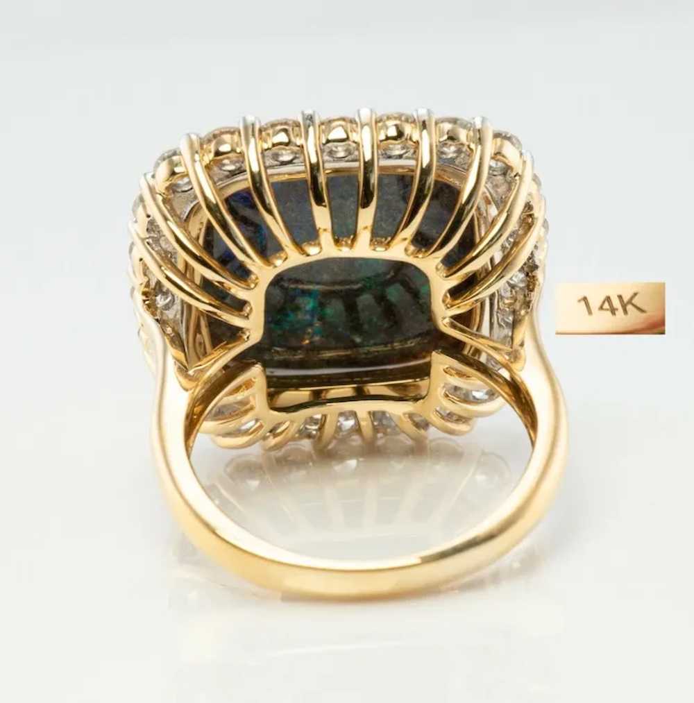 Diamond & Black Opal Ring 14K Gold Cocktail - image 4