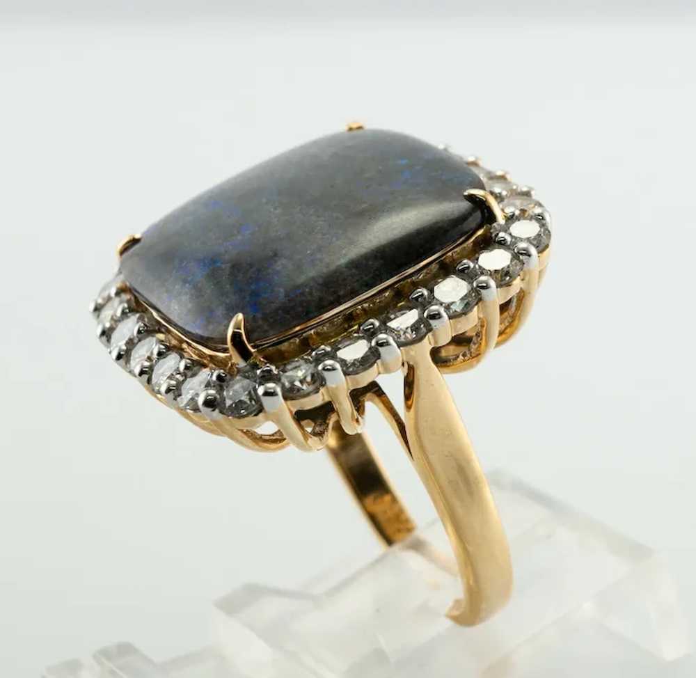 Diamond & Black Opal Ring 14K Gold Cocktail - image 7