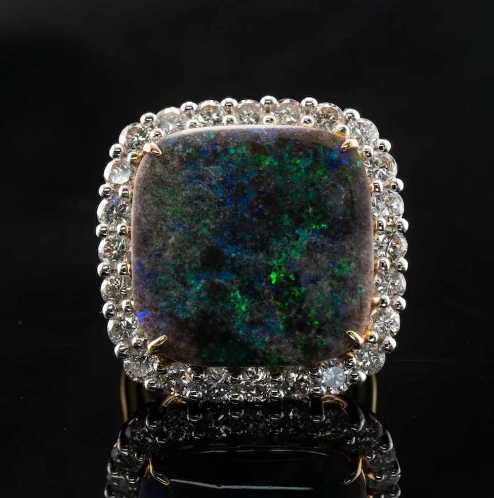 Diamond & Black Opal Ring 14K Gold Cocktail - image 8