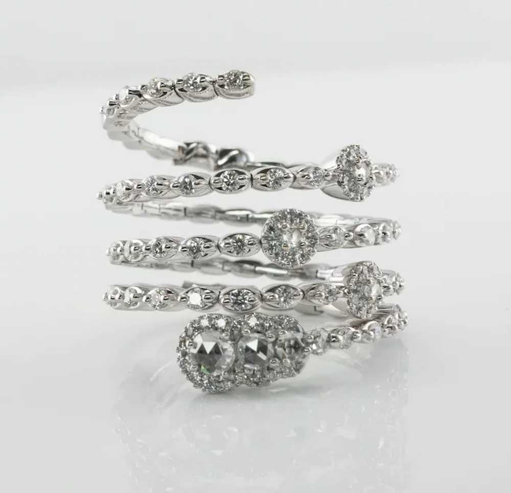 Diamond Snake Ring 18K White Gold Flexible Band - image 5