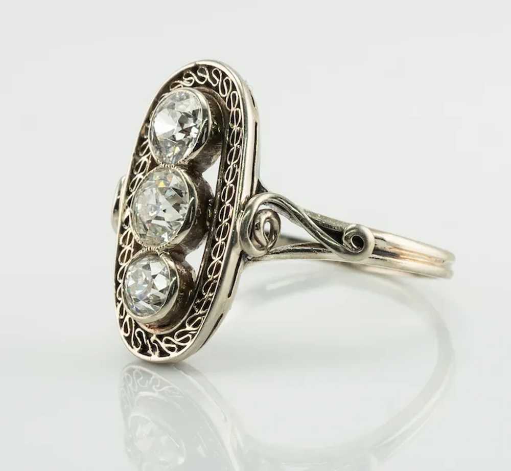 Old mine Diamond Ring 14K White Gold Art Deco 1.3… - image 6