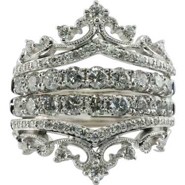 Crown Tiara Diamond Ring 14K White Gold FD 1.76 TD