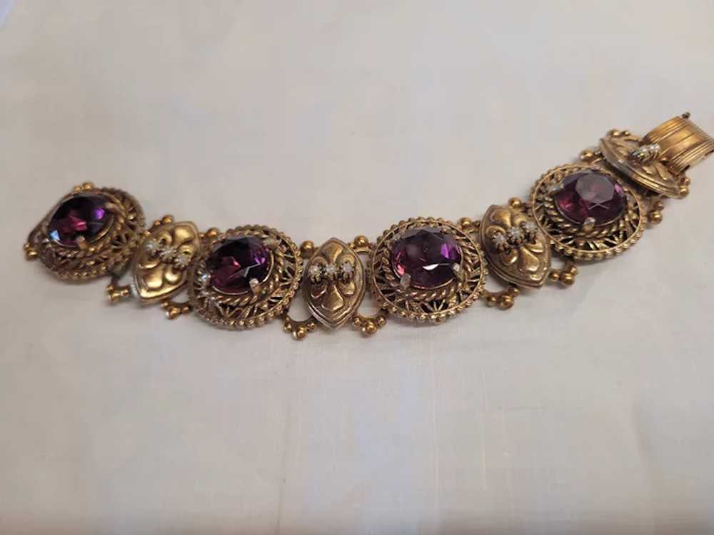 Victorian Revival Amethyst Purple Rhinestone Book… - image 3