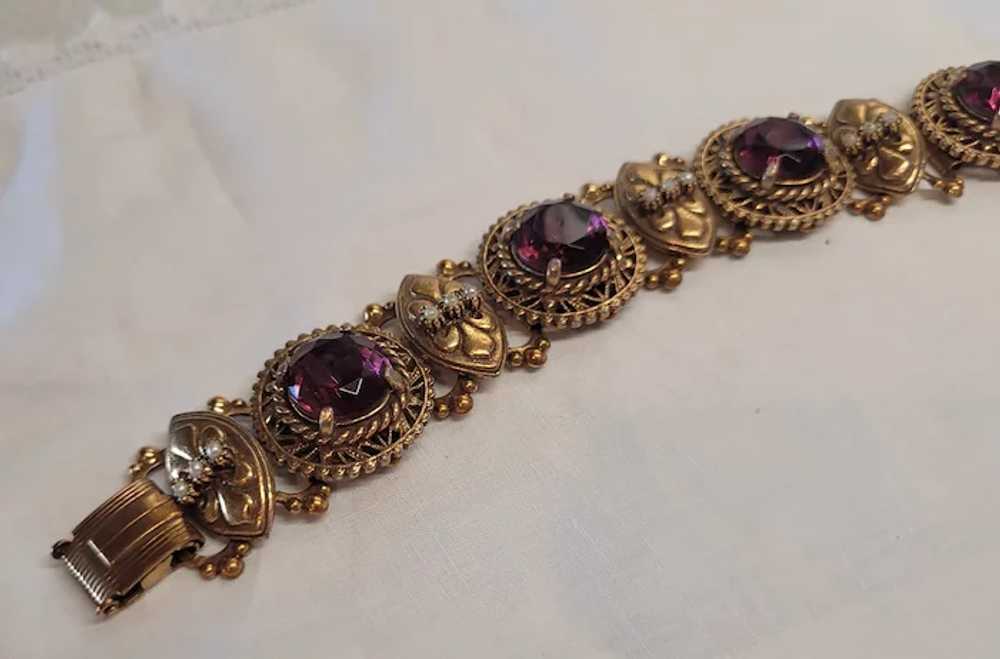 Victorian Revival Amethyst Purple Rhinestone Book… - image 5