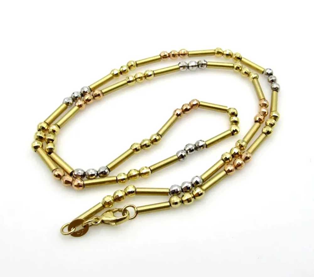 14K Yellow, Rose and White Solid Gold Italy Neckl… - image 3