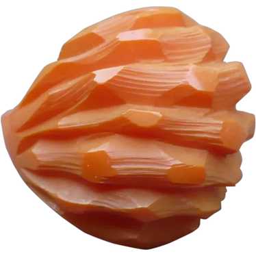 Carved Orange Bakelite Ring