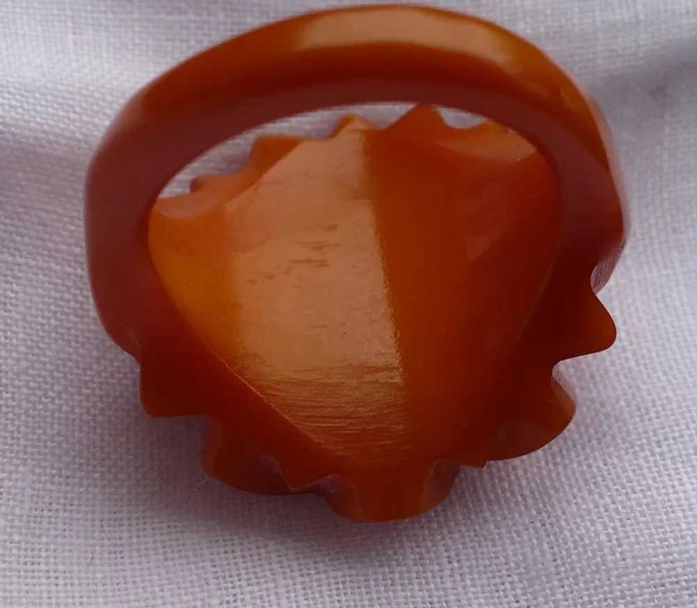 Bakelite Floral Carved Ring Gem