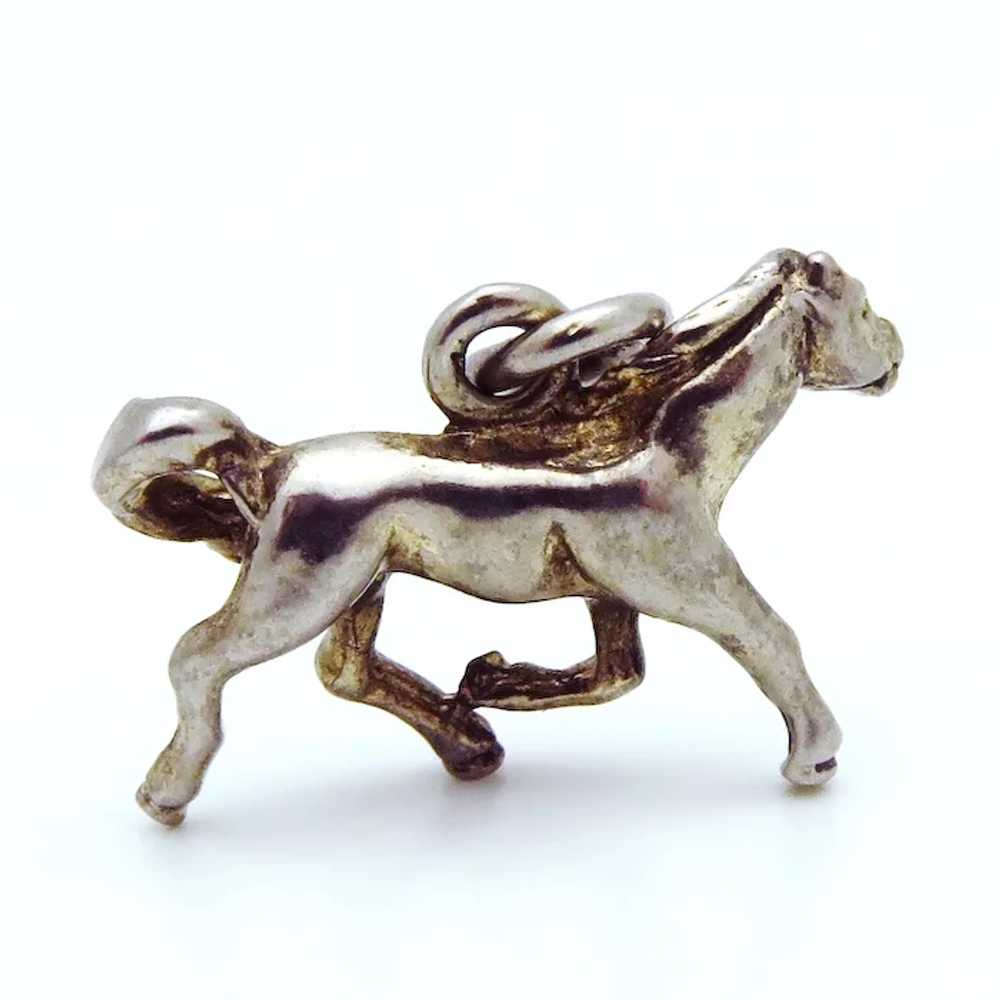 Vintage Sterling Silver 3D Trotting Horse Charm 1… - image 5