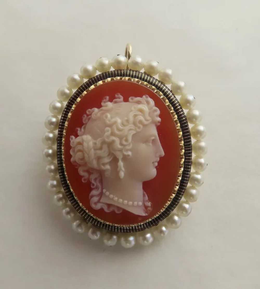 Hard Stone Cameo Superbly Carved Profile Woman Pe… - image 11