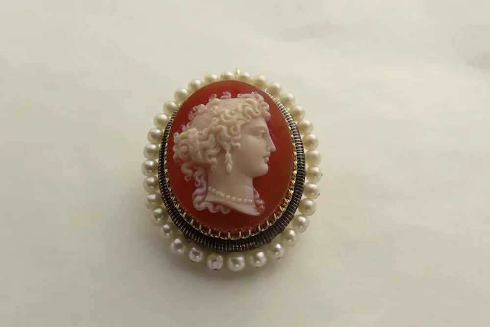 Hard Stone Cameo Superbly Carved Profile Woman Pe… - image 12