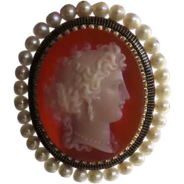 Hard Stone Cameo Superbly Carved Profile Woman Pe… - image 1