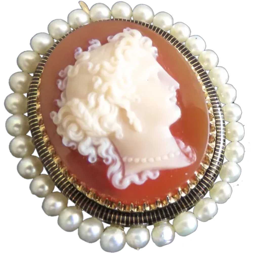 Hard Stone Cameo Superbly Carved Profile Woman Pe… - image 2