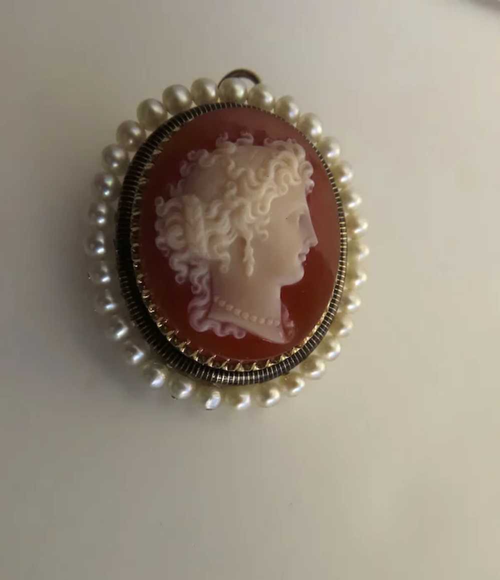 Hard Stone Cameo Superbly Carved Profile Woman Pe… - image 3