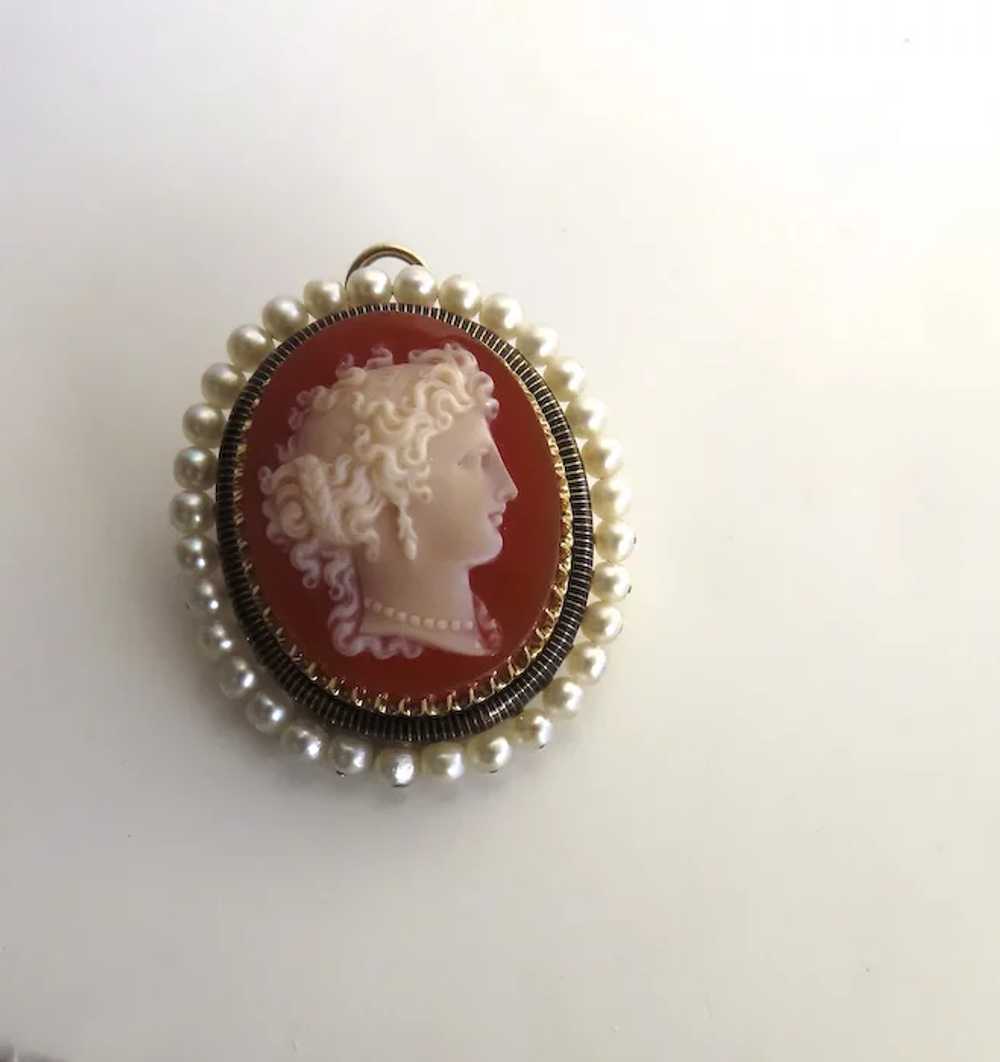 Hard Stone Cameo Superbly Carved Profile Woman Pe… - image 6