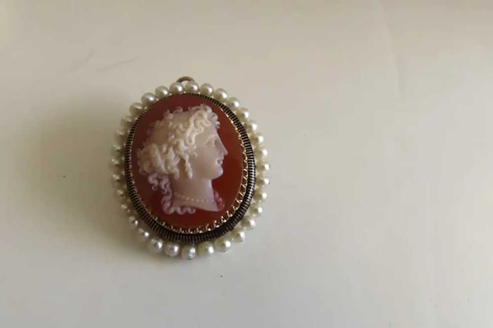 Hard Stone Cameo Superbly Carved Profile Woman Pe… - image 7