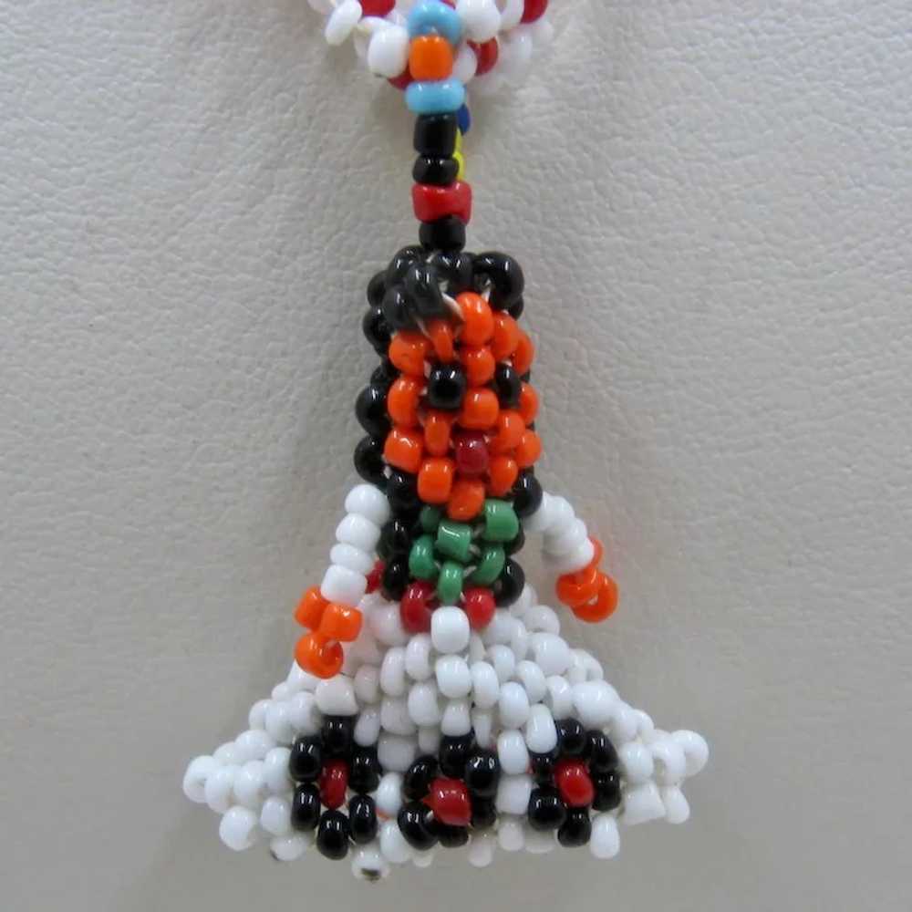 Beaded Navajo Woman Necklace Flower Bead Chain 24" - image 3