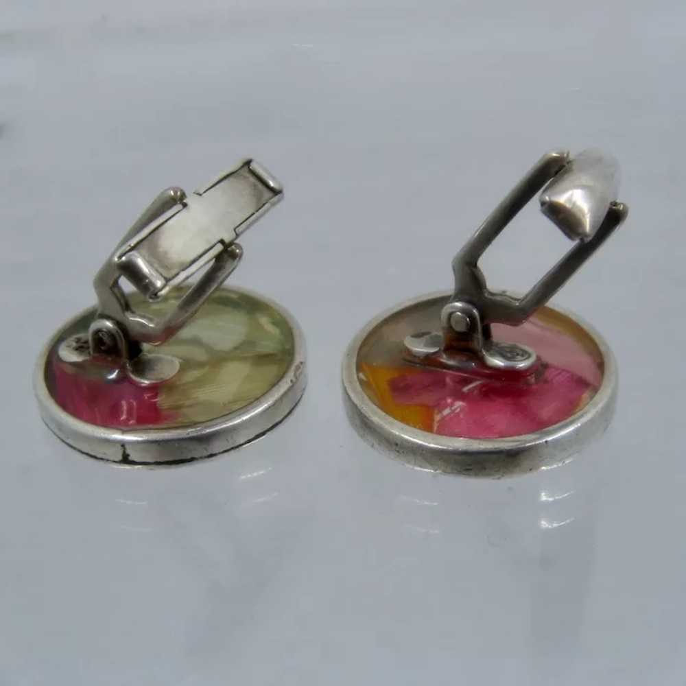 Vintage Sterling Butterfly Wing Inlay Cufflinks - image 4